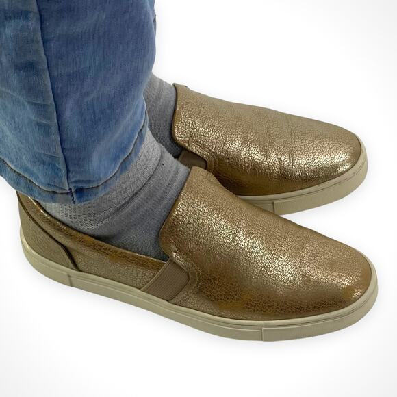 FRYE Ivy Slip On Metallic Gold Leather Sneakers - Picture 9 of 12